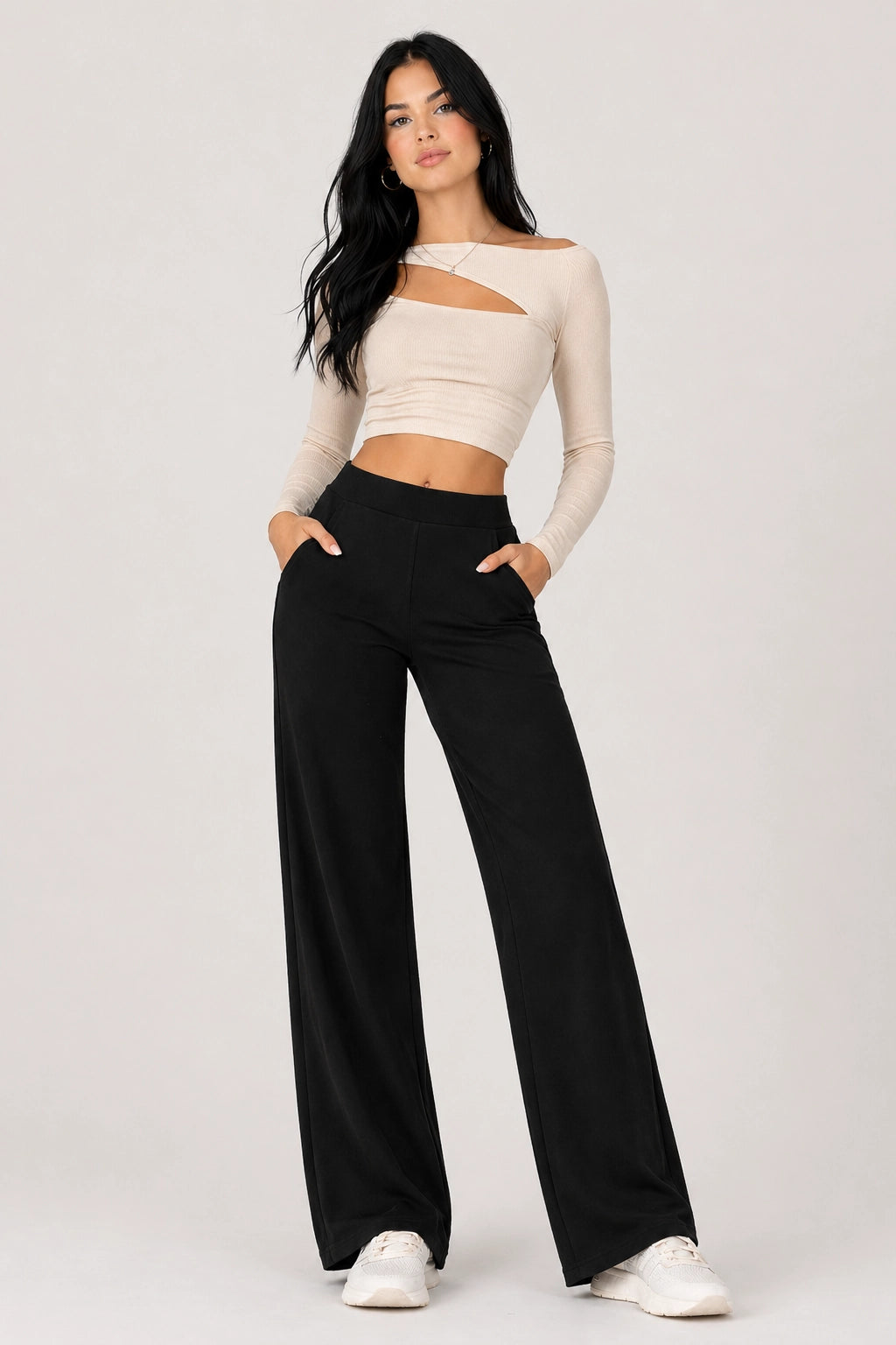 EaseFlow Pants – Black – Front View | Vayana Clothing
