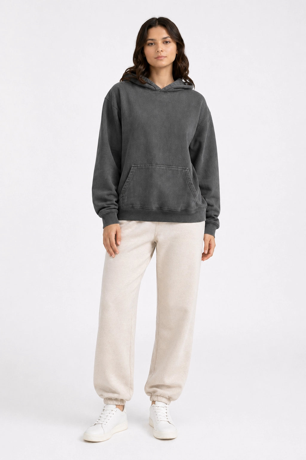 EaseLayer Hoodie – Grey – Front View | Vayana Clothing