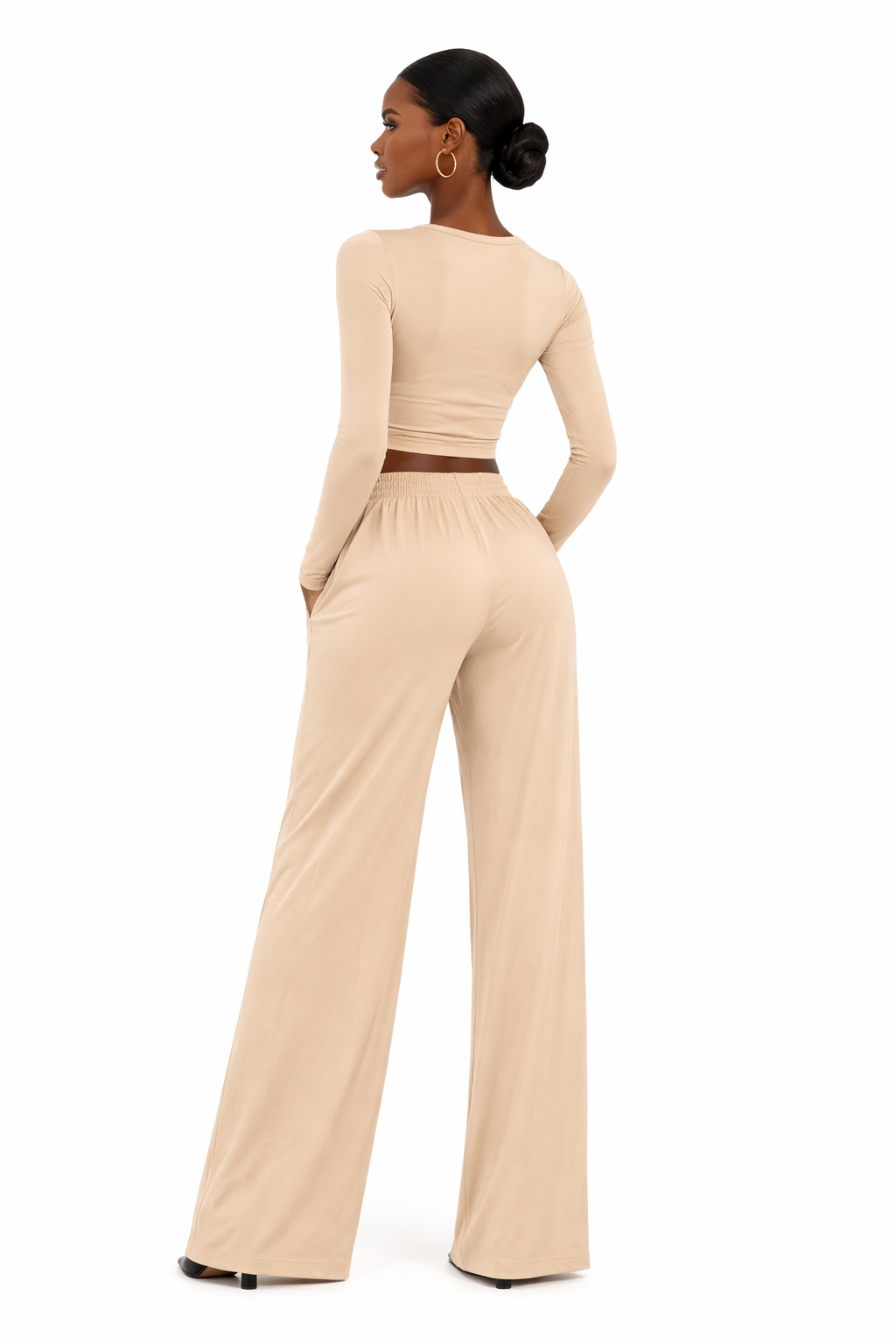 Sienna Lounge Set – Beige – Back View | Vayana Clothing