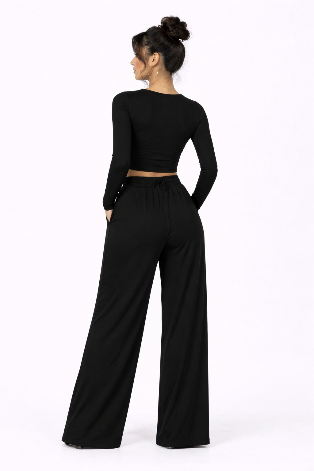 Sienna Lounge Set – Black – Back View | Vayana Clothing