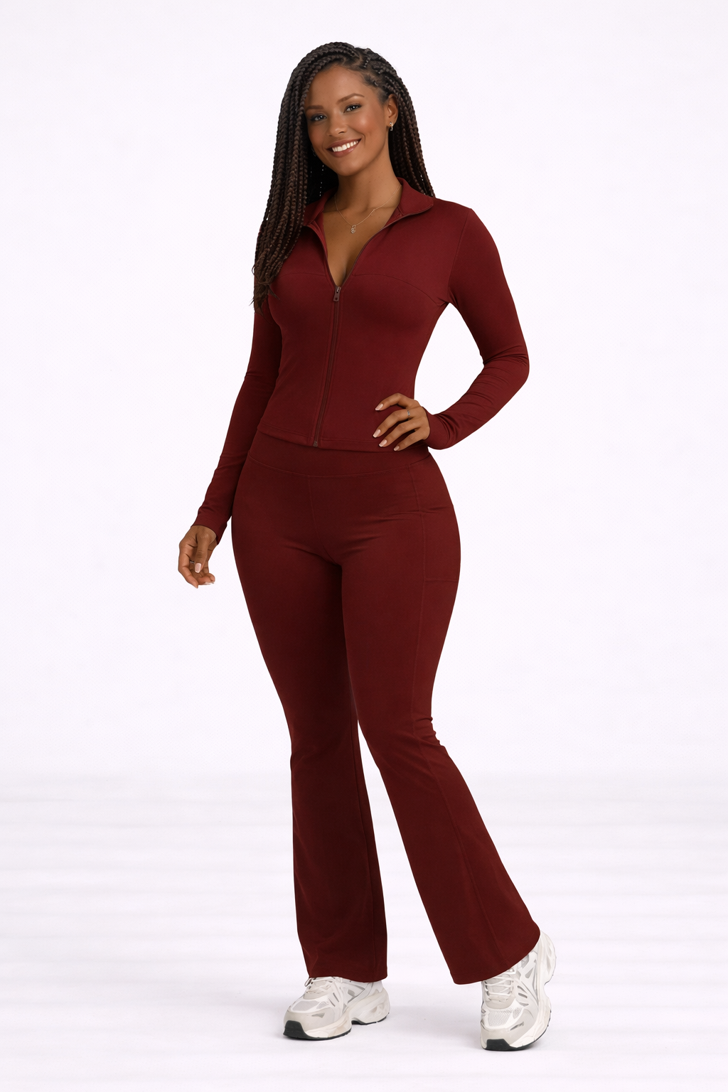 FlowFit Set – Red – Front View | Vayana Clothing