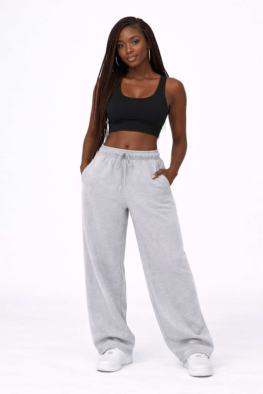 StreetFlow Pants – Grey – Front View | Vayana Clothing
