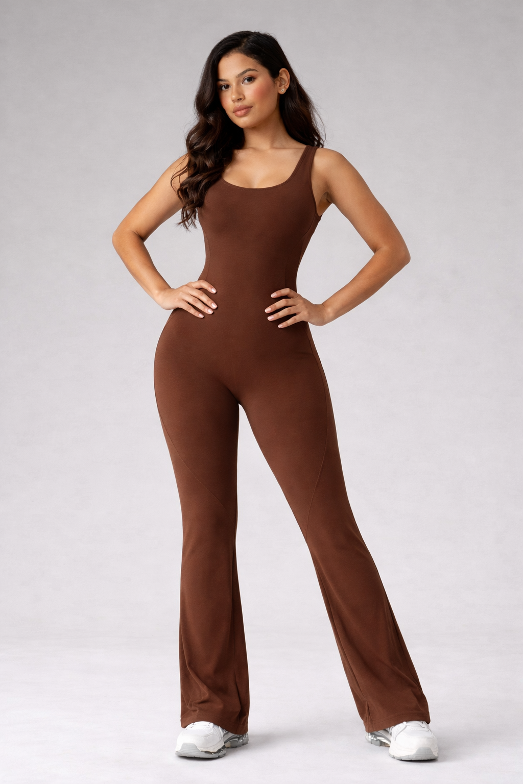 YogaLine Suit – Brown – Front View | Vayana Clothing