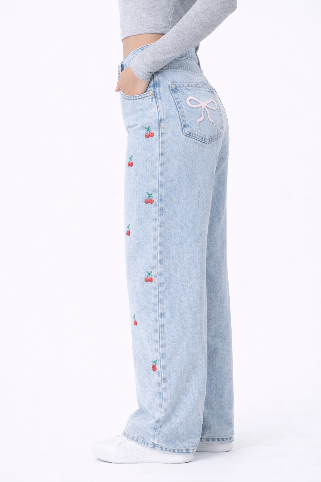 Cherry Jeans – Blue – Side View | Vayana Clothing