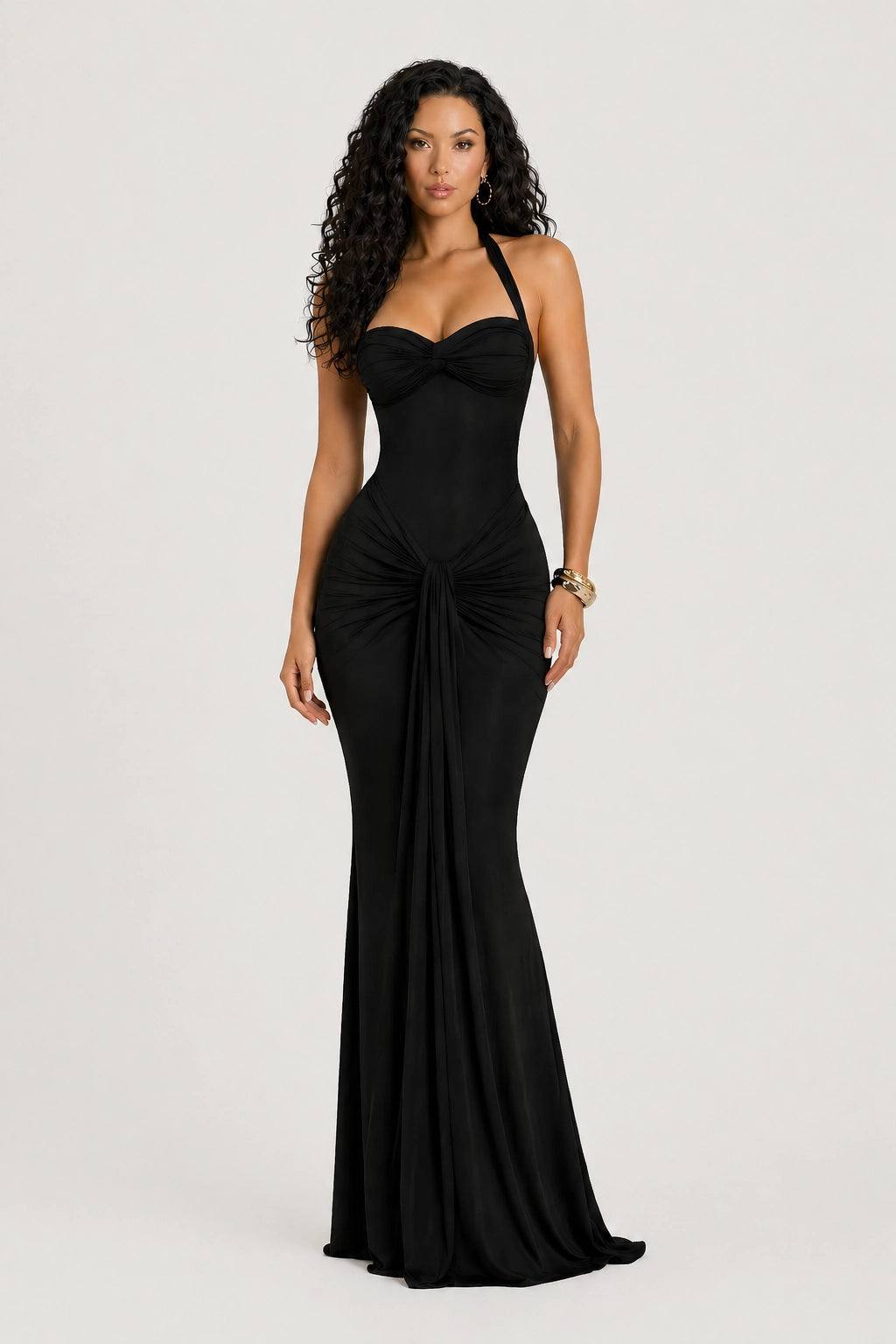 Carmine Dress – Black – Front View | Vayana Clothing