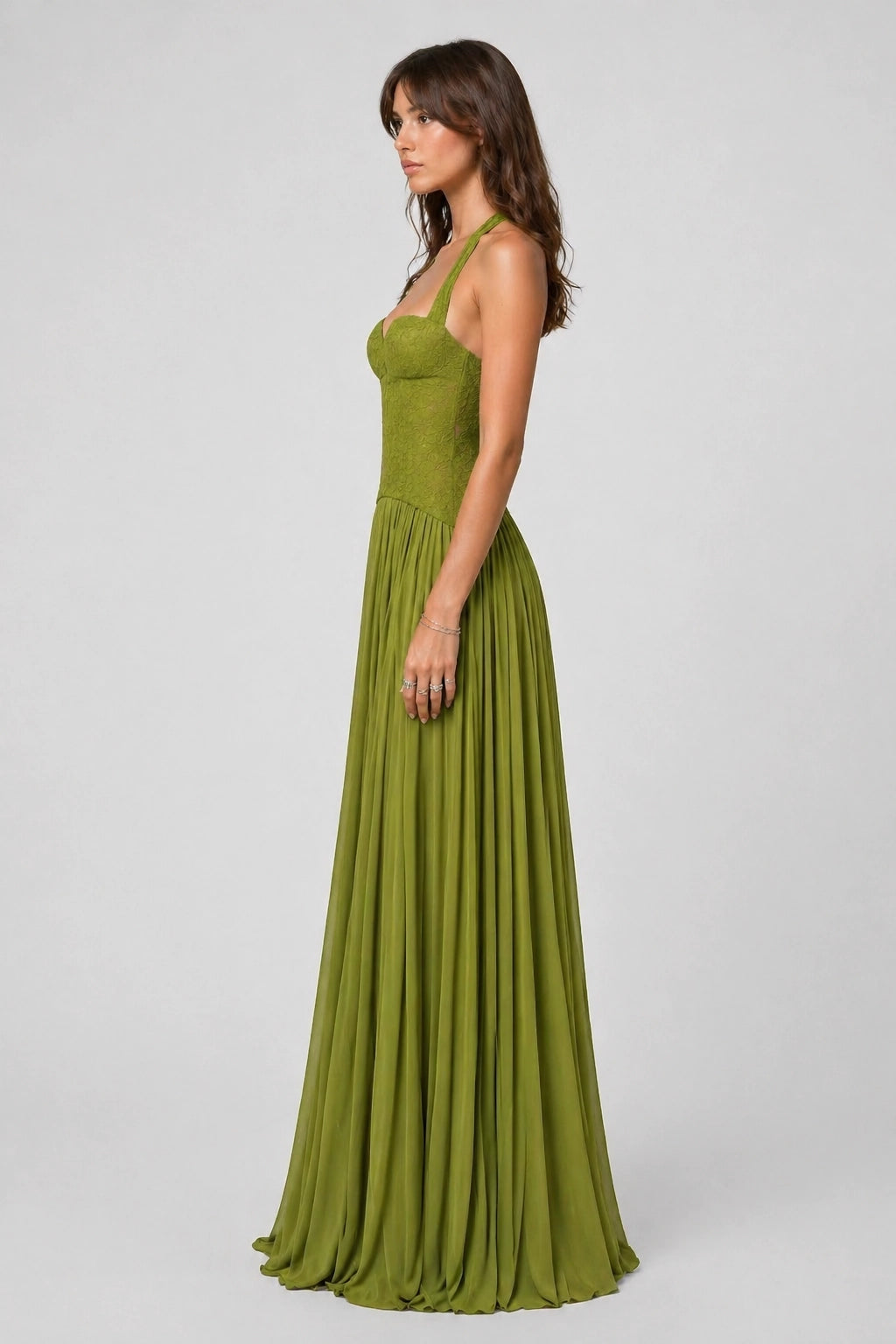 Eden Dress – Olive Green – Side View | Vayana Clothing