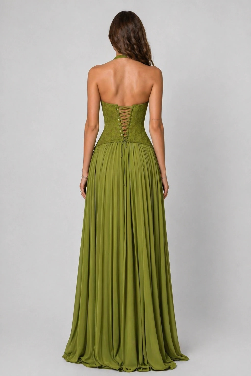 Eden Dress – Olive Green – Back View | Vayana Clothing