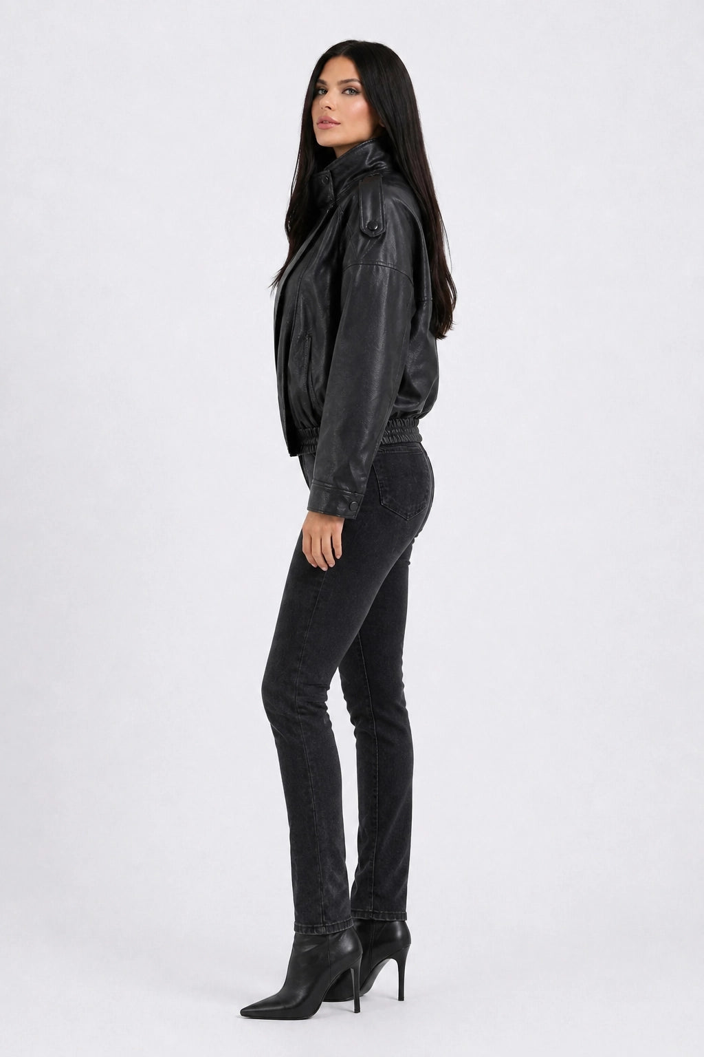 Luna Jacket – Black – Side View | Vayana Clothing