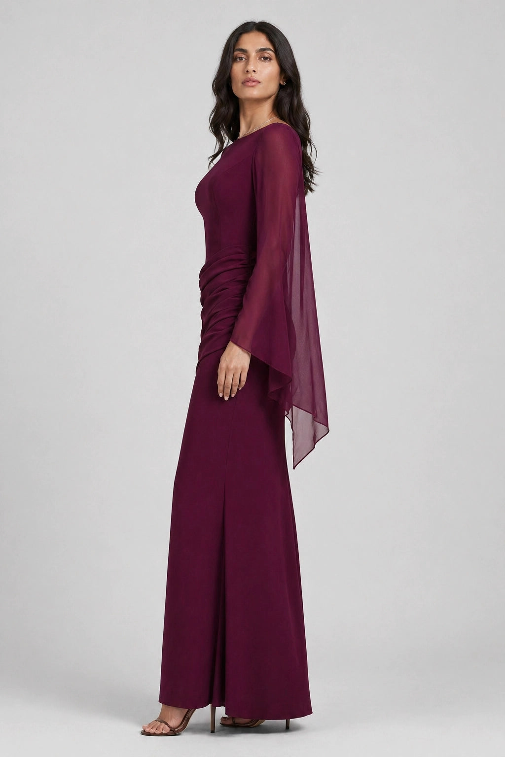 Lyra Dress – Red Burgundy – Side View | Vayana Clothing