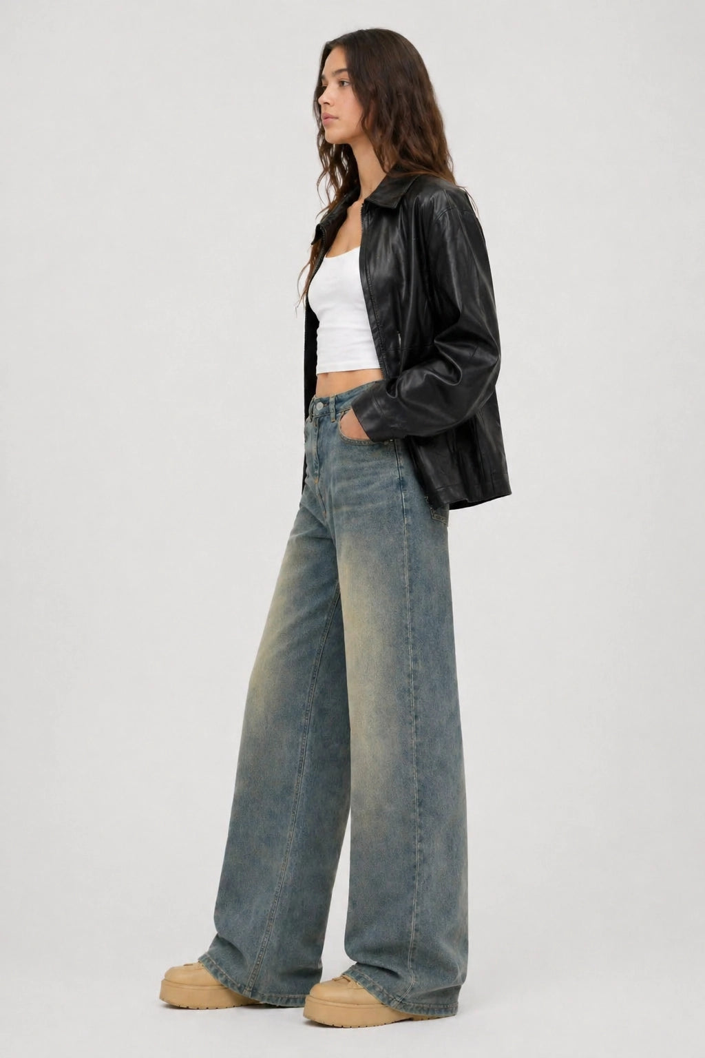 Nola Jeans – Blue – Side View | Vayana Clothing
