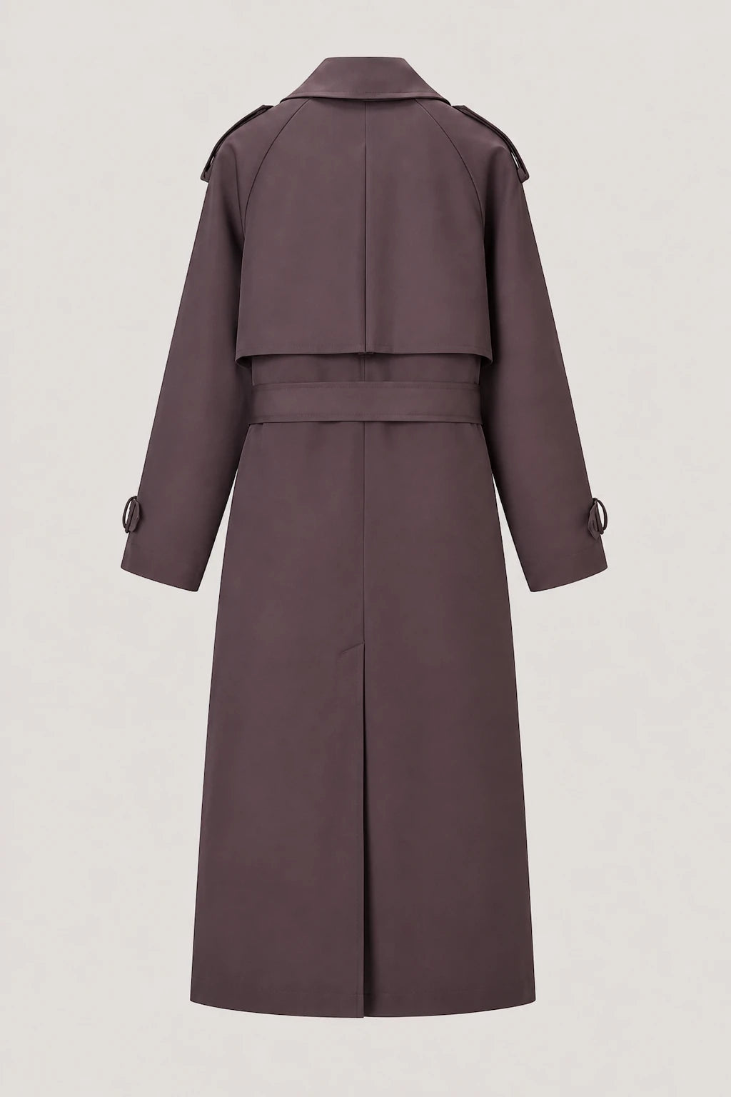 Nolia Trench-Coat – Brown – Garment Back View | Vayana Clothing