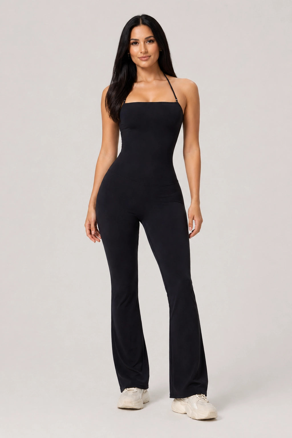 ActiveShape Jumpsuit – Black – Front View | Vayana Clothing