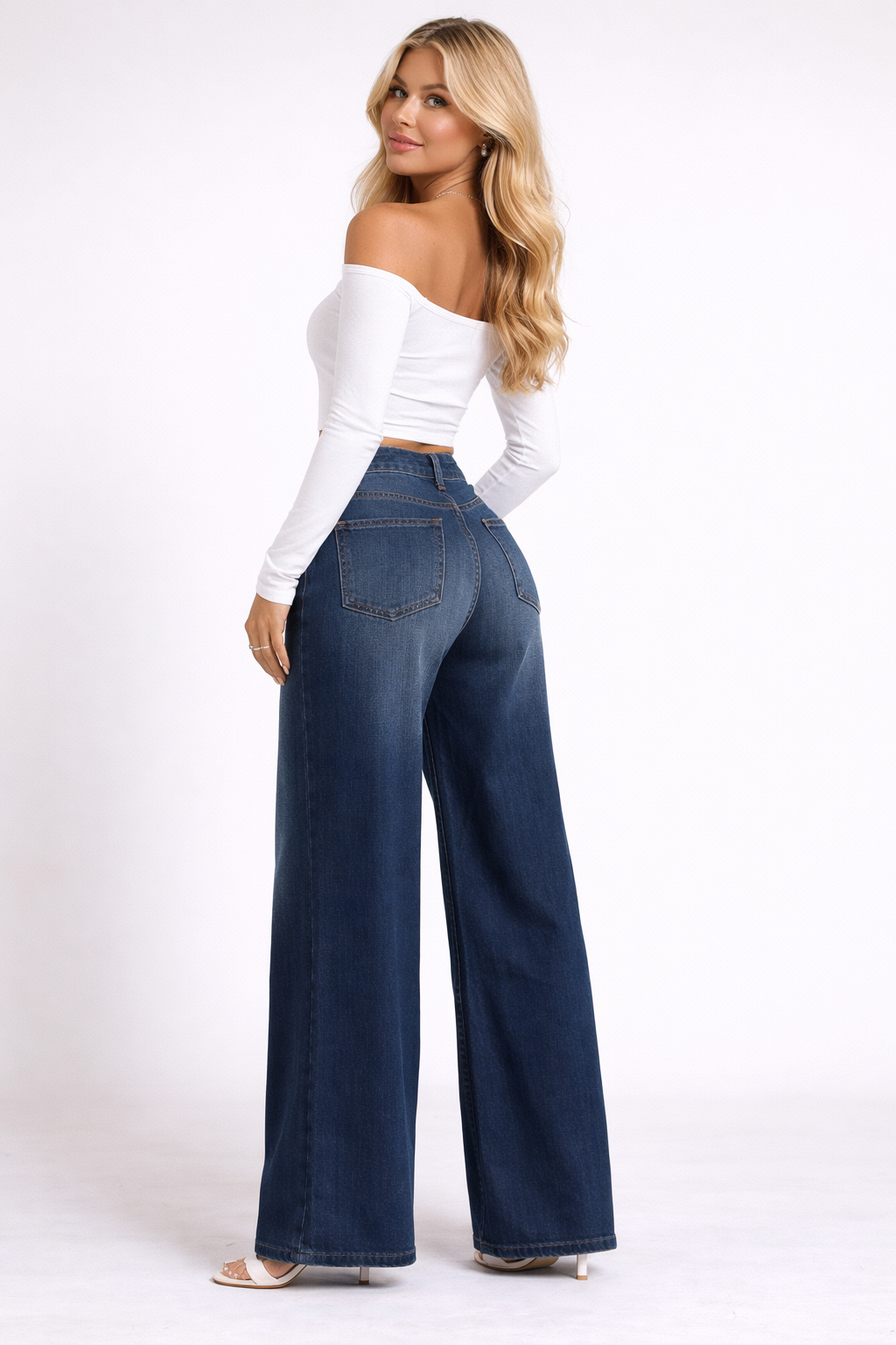 Downtown Jeans – Blue – Side View | Vayana Clothing