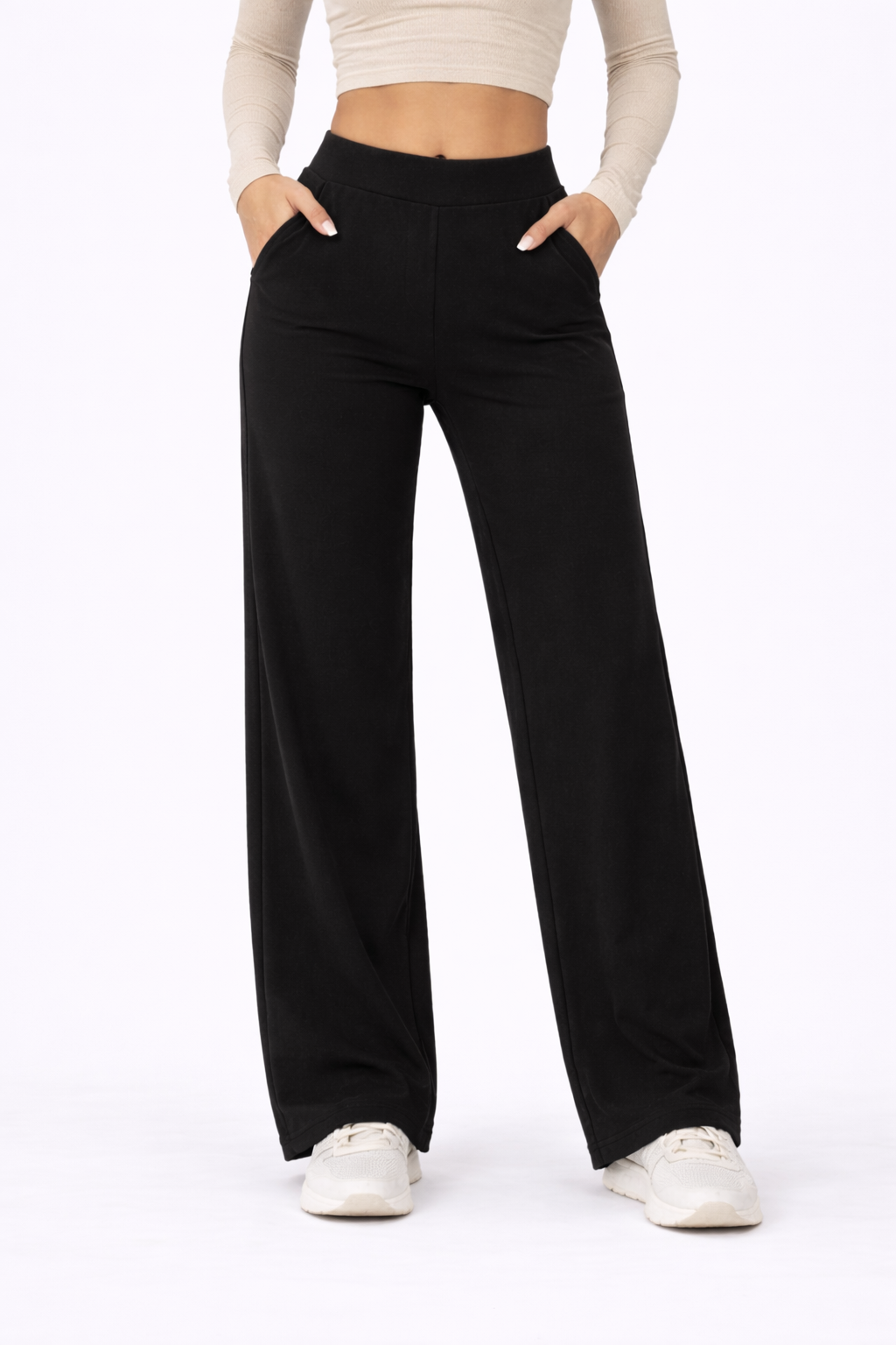 EaseFlow Pants – Black – Detail View | Vayana Clothing