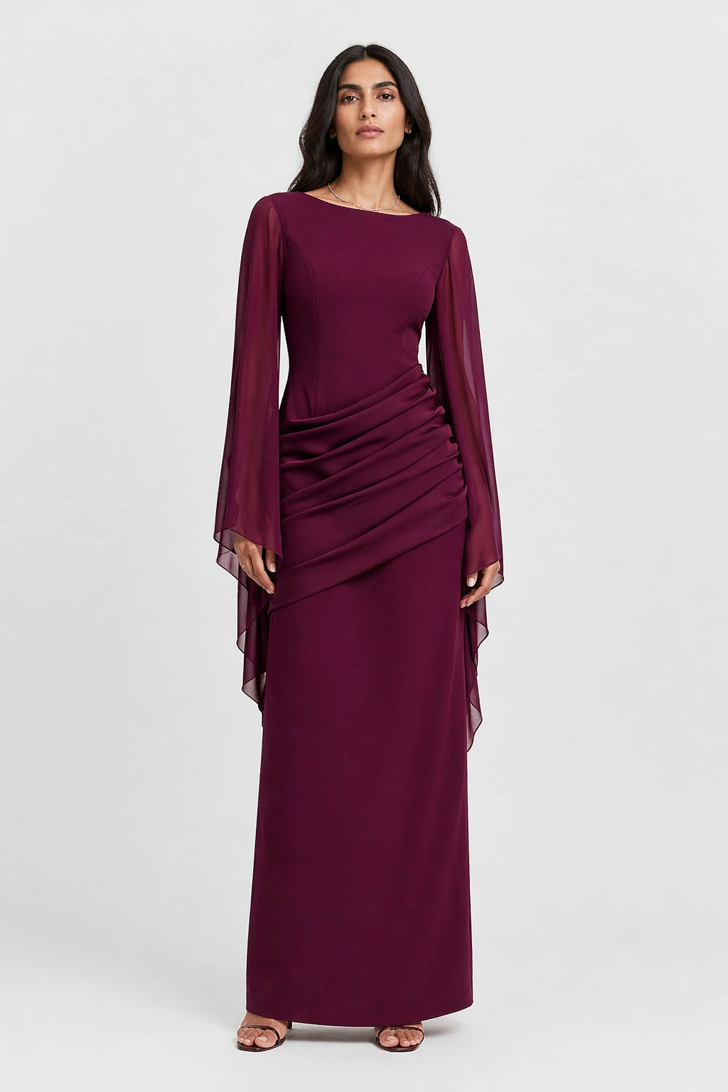Lyra Dress – Red Burgundy – Front View | Vayana Clothing