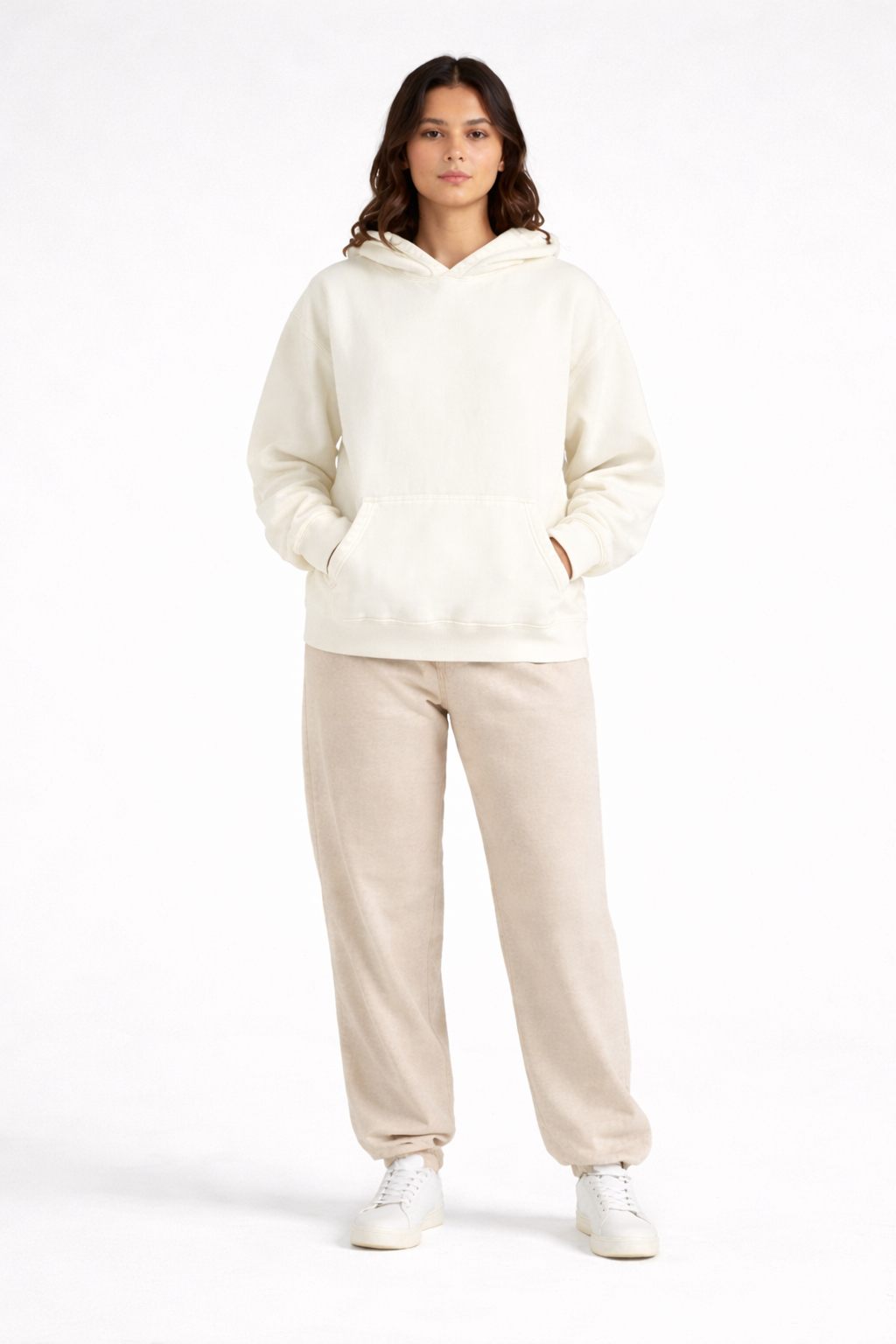 EaseLayer Hoodie – White – Front View | Vayana Clothing