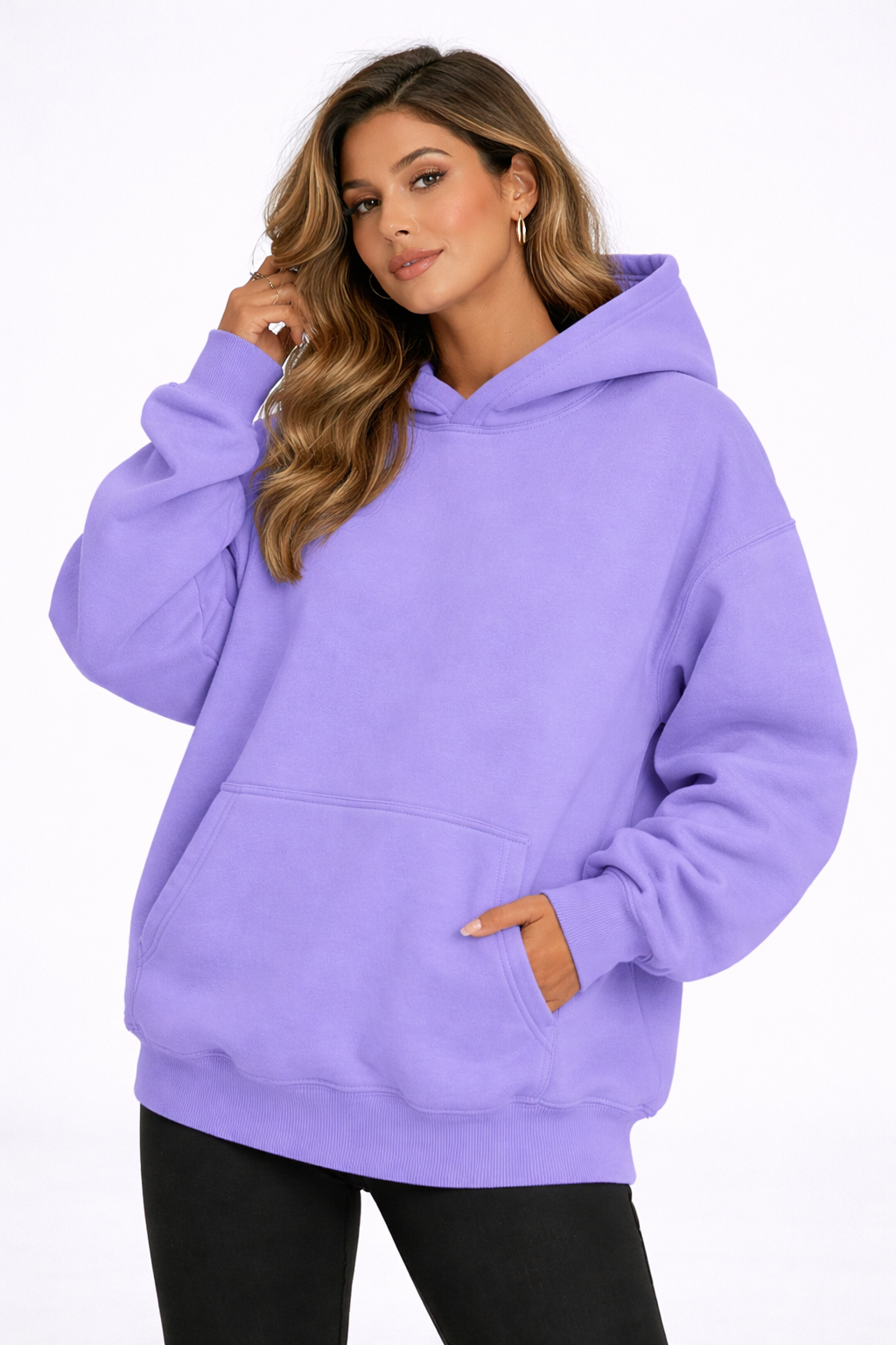 Relaxed Hoodie – Purple – Front View | Vayana Clothing