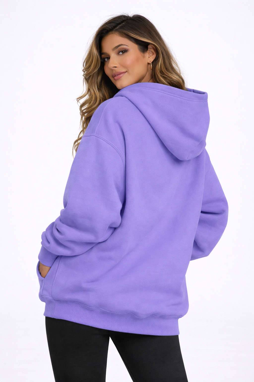 Relaxed Hoodie – Purple – Back View | Vayana Clothing