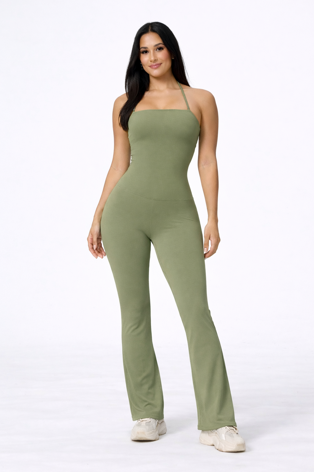 ActiveShape Jumpsuit – Green – Front View | Vayana Clothing