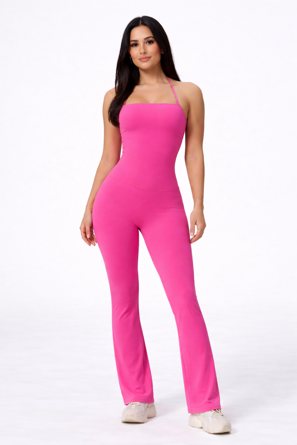 ActiveShape Jumpsuit – Pink – Front View | Vayana Clothing