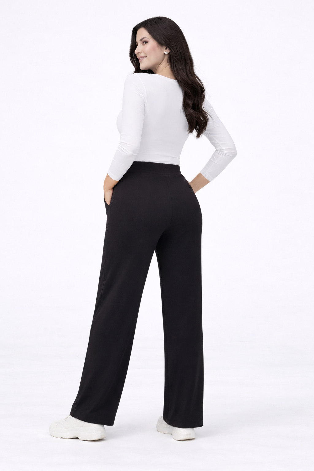 Wide Comfort Pants – Black – Side View | Vayana Clothing