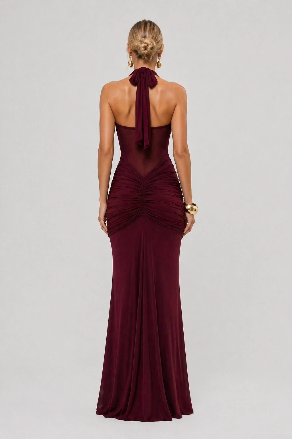 Carmine Dress – Red Burgundy – Detail View | Vayana Clothing