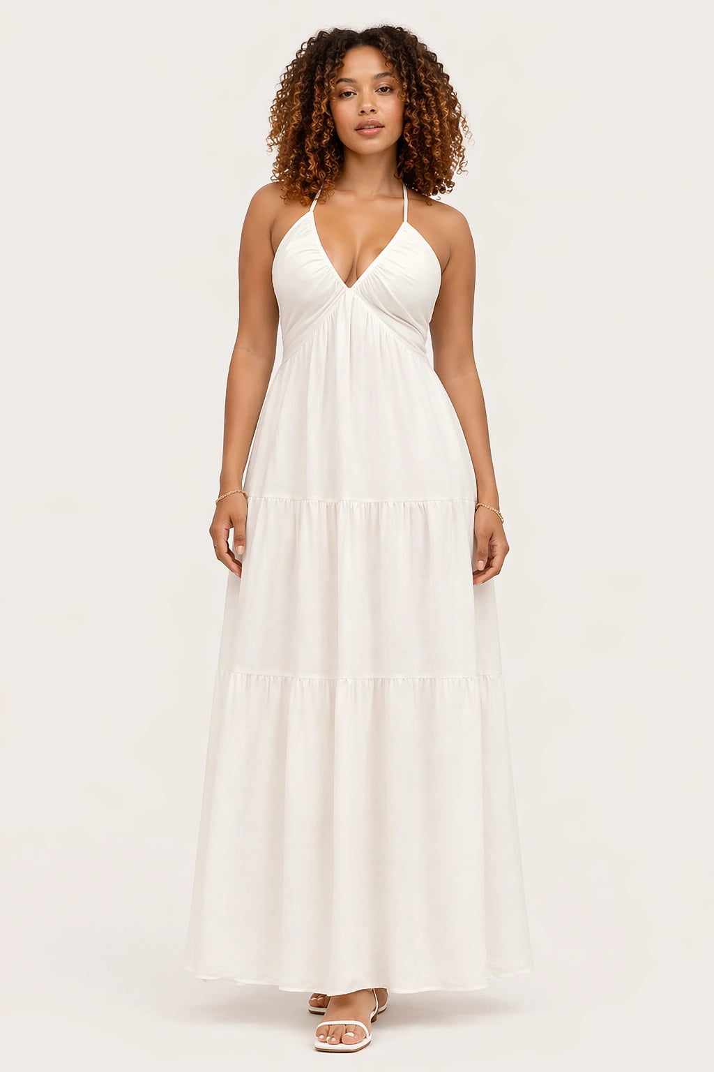 Celeste Dress – White – Front View | Vayana Clothing