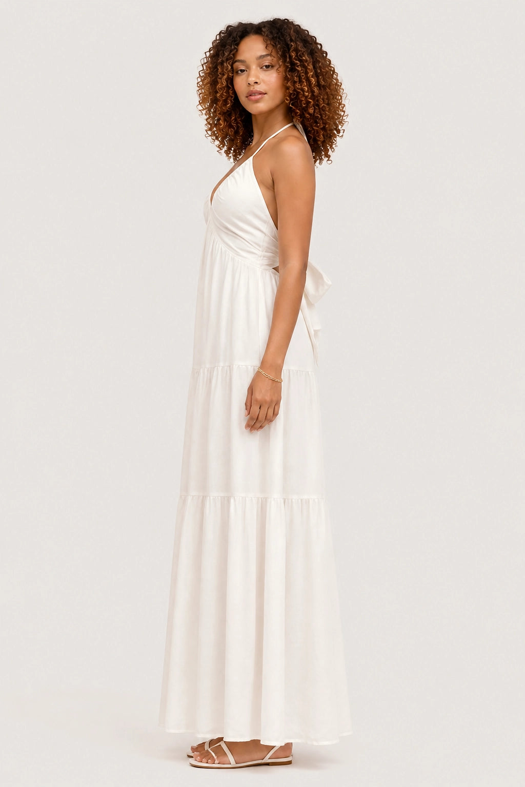 Celeste Dress – White – Side View | Vayana Clothing