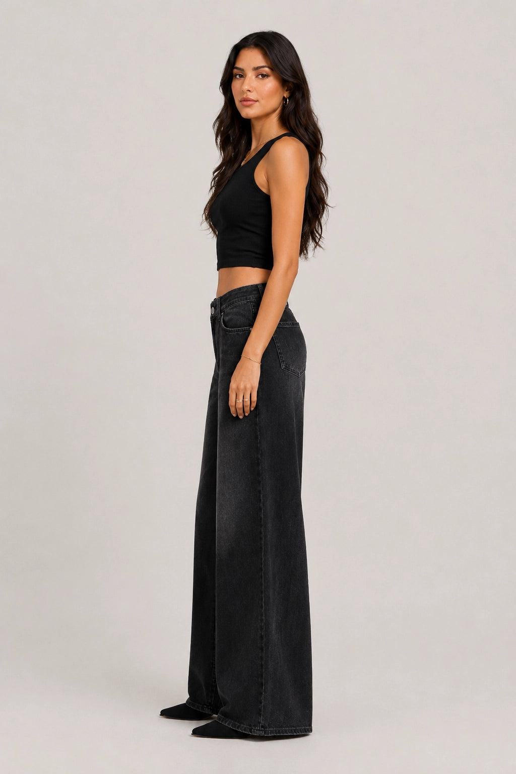 Downtown Jeans – Wide Leg Denim Black & Blue | Vayana Clothing