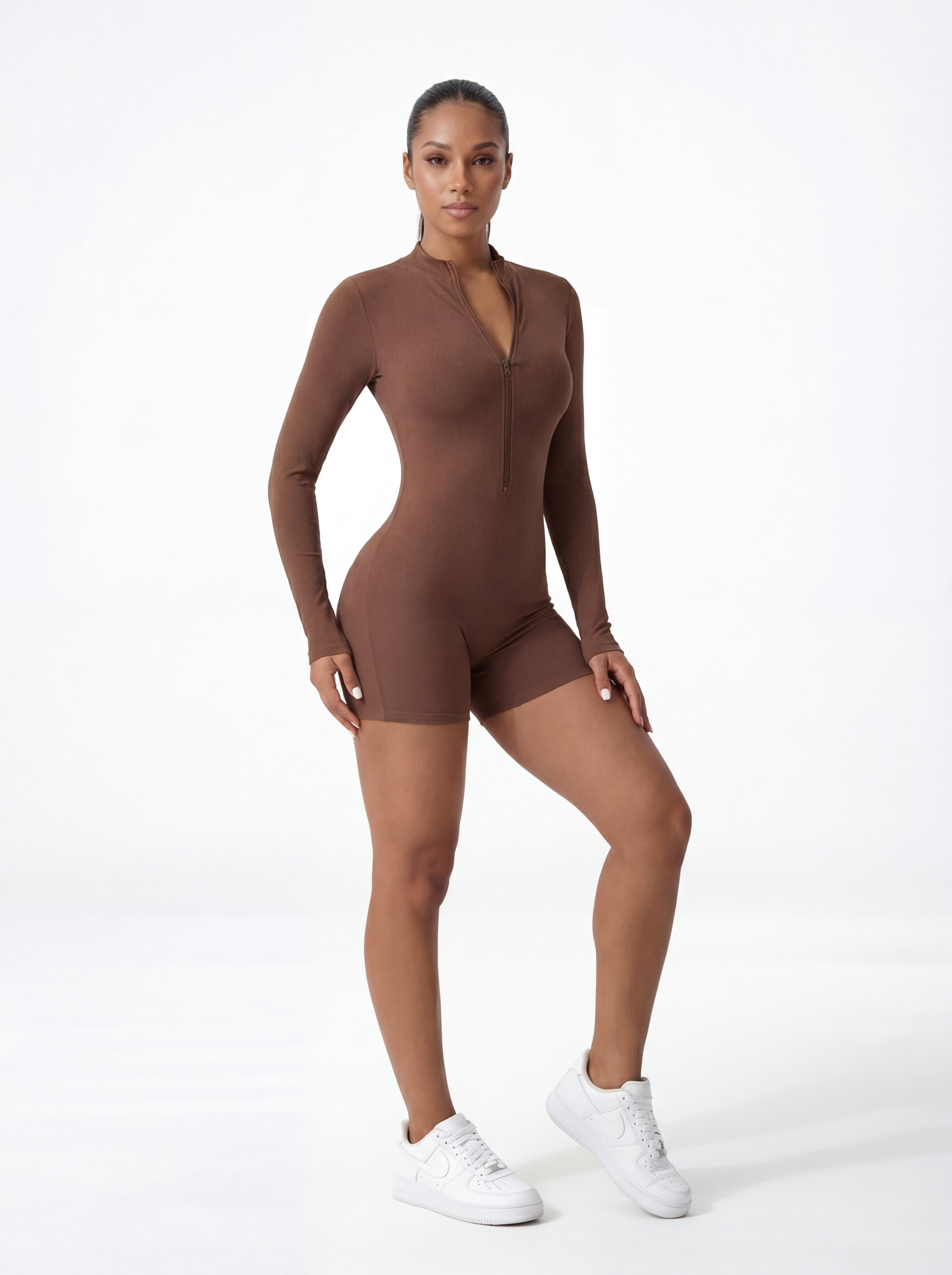 ShapeFlow Bodysuit – Beige – Back View | Vayana Clothing