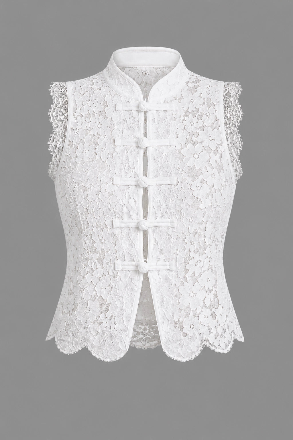 Lotus Top – Lace Crop Top Mandarin Collar Oriental | Vayana Clothing