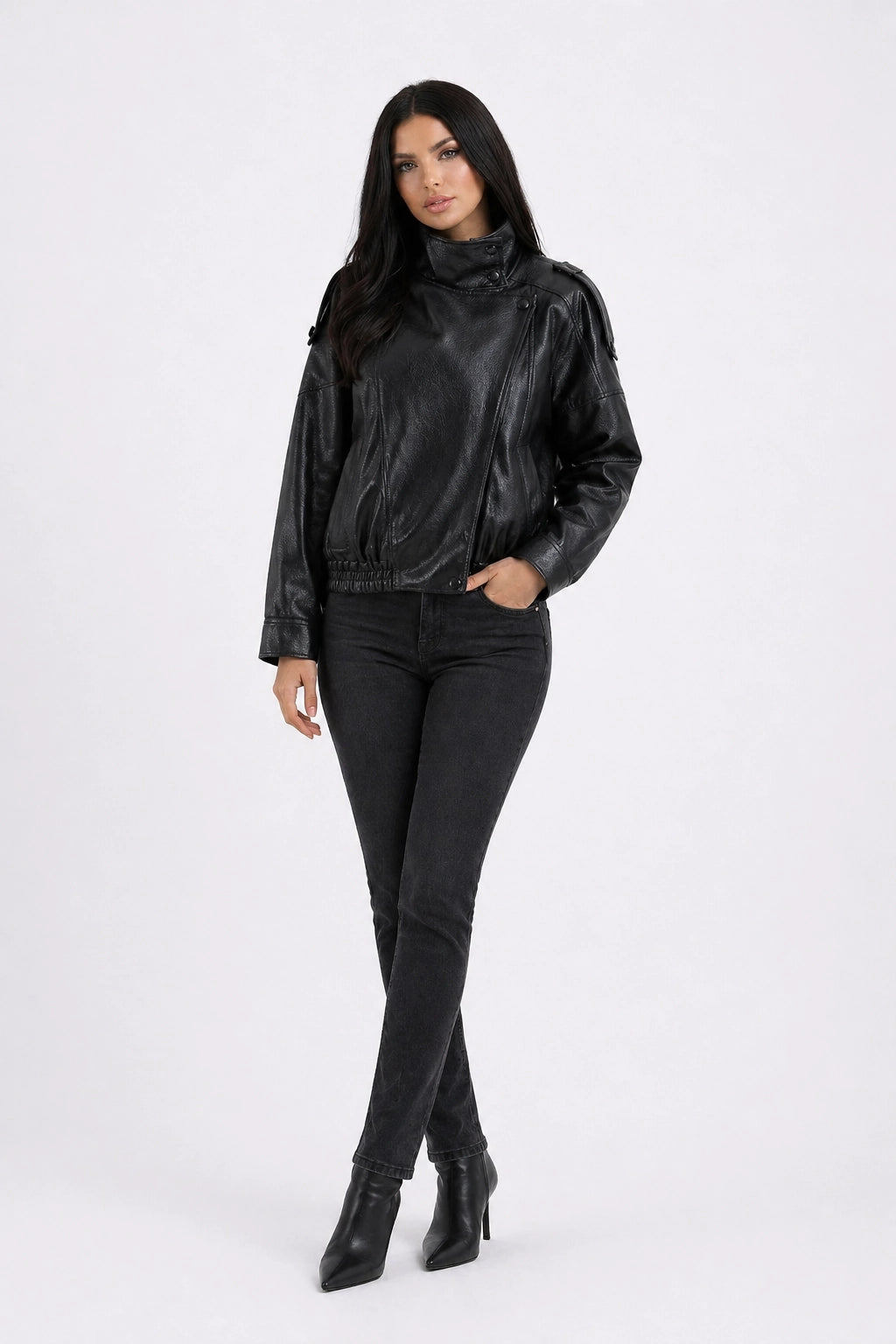 Luna Jacket – Black – Front View | Vayana Clothing