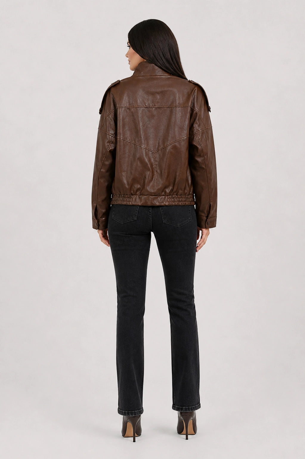 Luna Jacket – Brown – Back View | Vayana Clothing