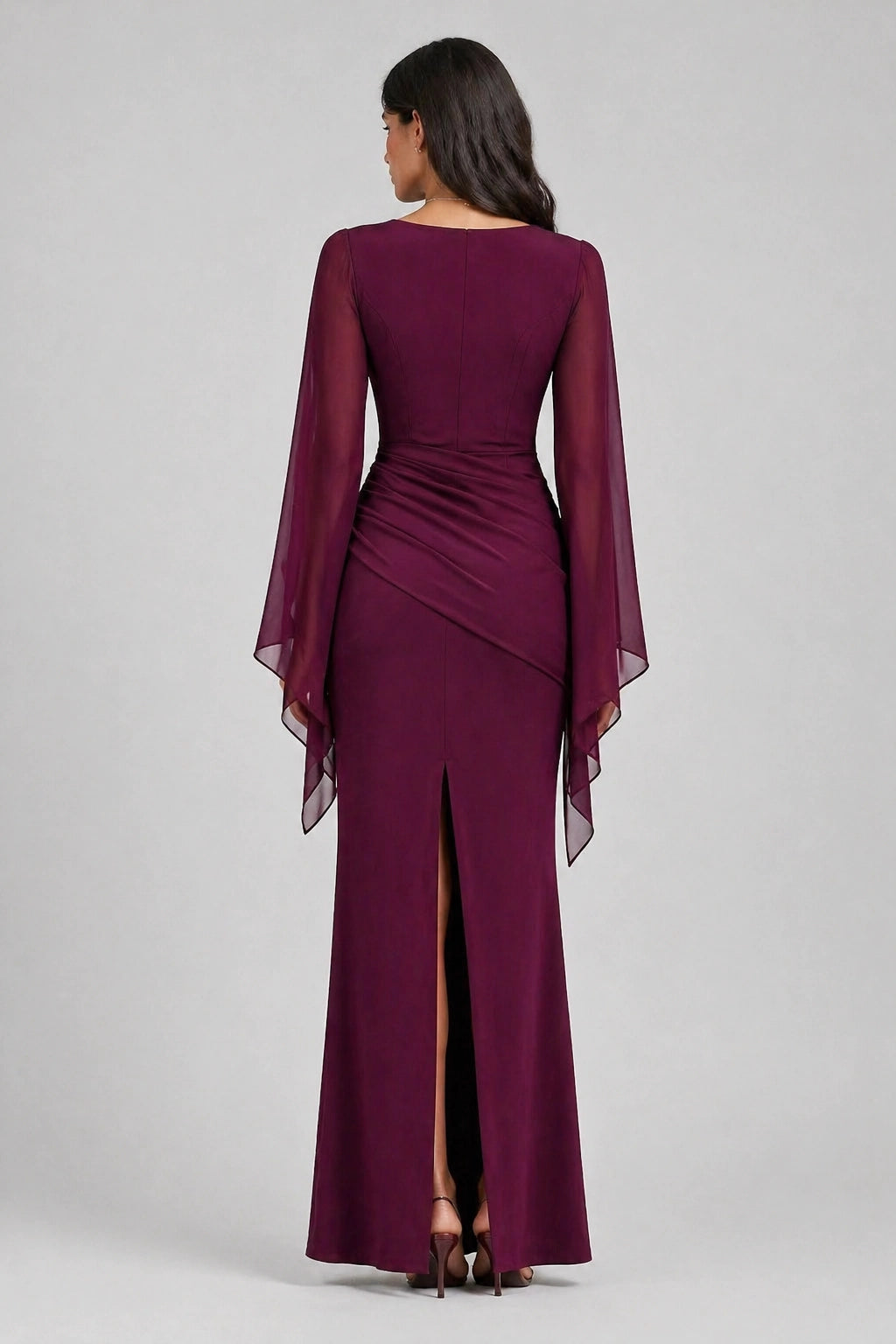 Lyra Dress – Red Burgundy – Back View | Vayana Clothing