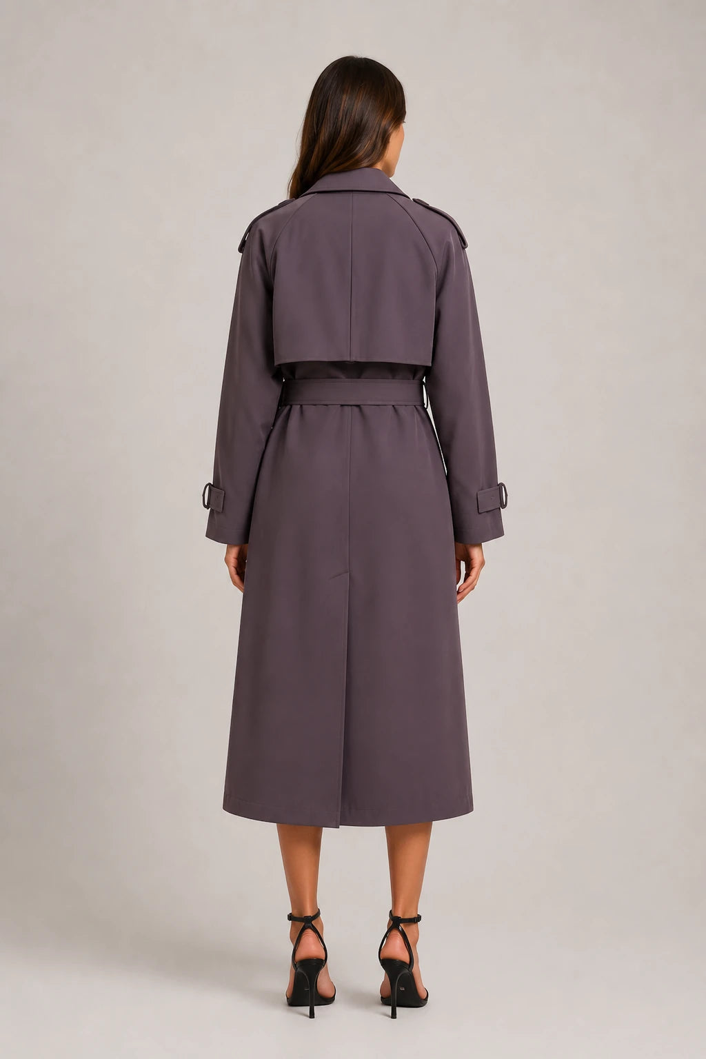 Nolia Trench-Coat – Brown – Back View | Vayana Clothing