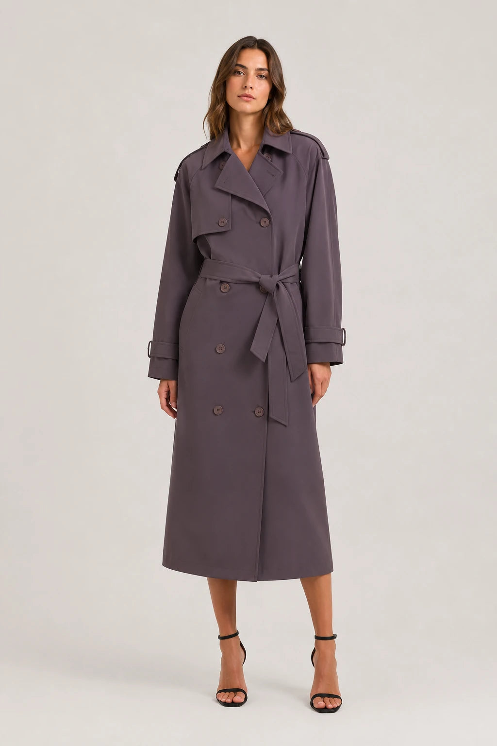Nolia Trench-Coat – Brown – Front View | Vayana Clothing