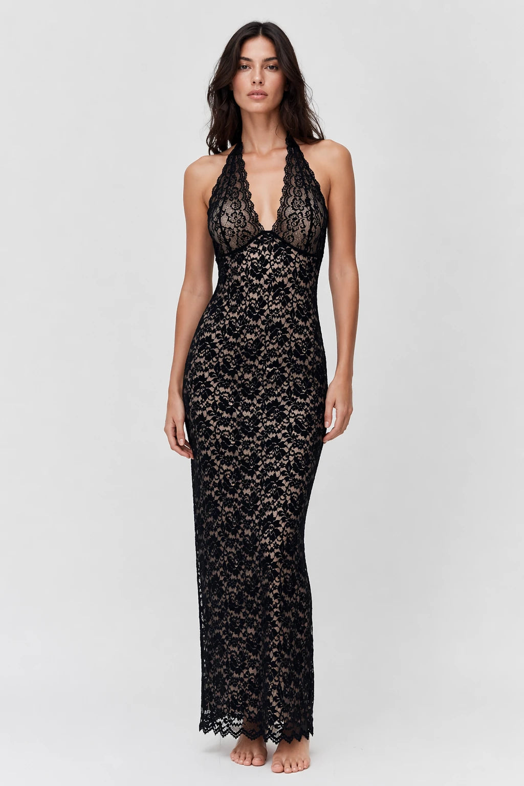 Obsidian Dress – Black – Front View | Vayana Clothing