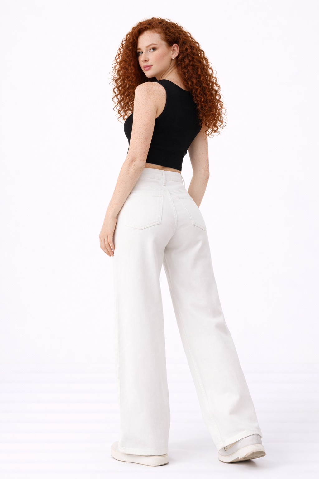 IvoryWide Jeans – White – Side View | Vayana Clothing