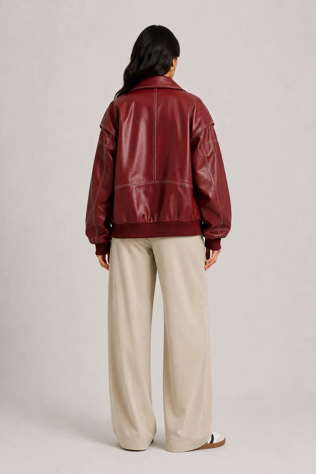Vanel Bomber – Red – Back View | Vayana Clothing
