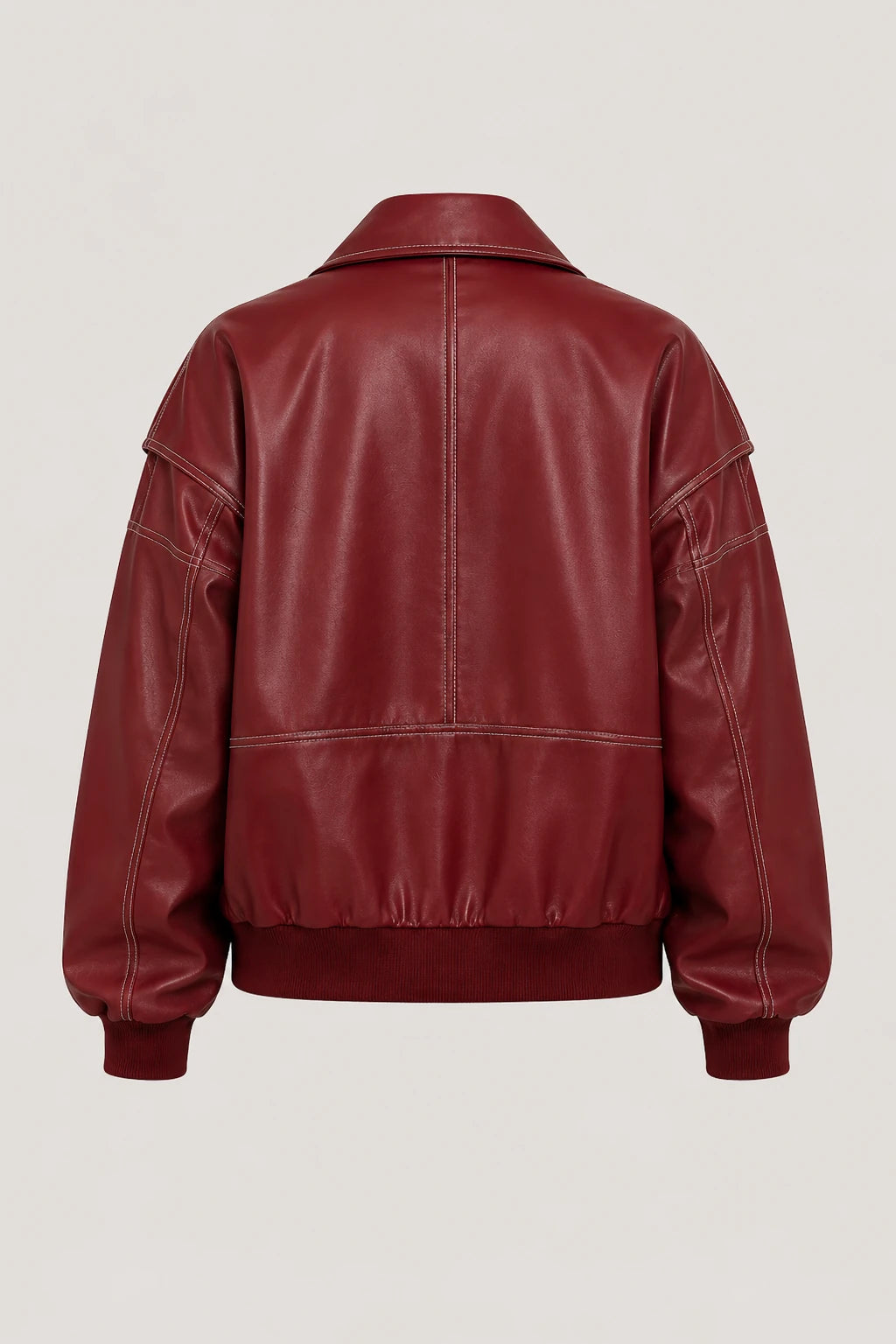 Vanel Bomber – Red – Garment Back View | Vayana Clothing