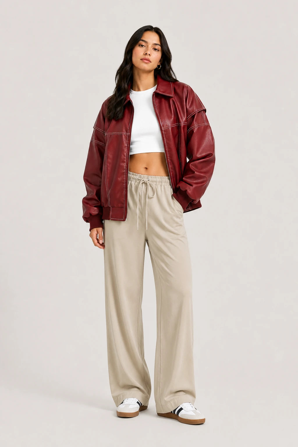 Vanel Bomber – Red – Front View | Vayana Clothing