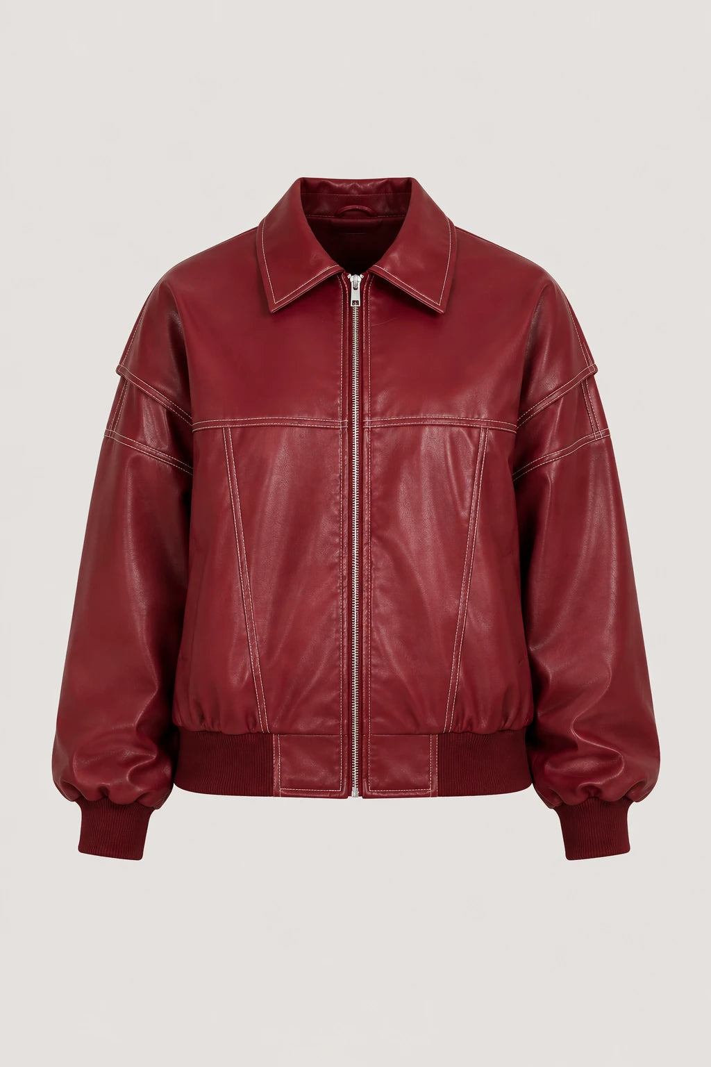 Vanel Bomber – Red – Garment Front View | Vayana Clothing